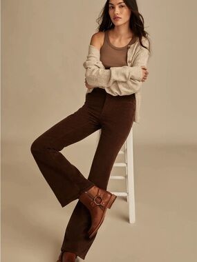 Lucky Brand High Rise Seamed Corduroy Stevie Flare in Walnut